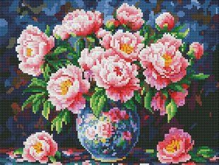 Алмазна мозаїка "Букет піонів у вазі" 30*40 см 58175 фото