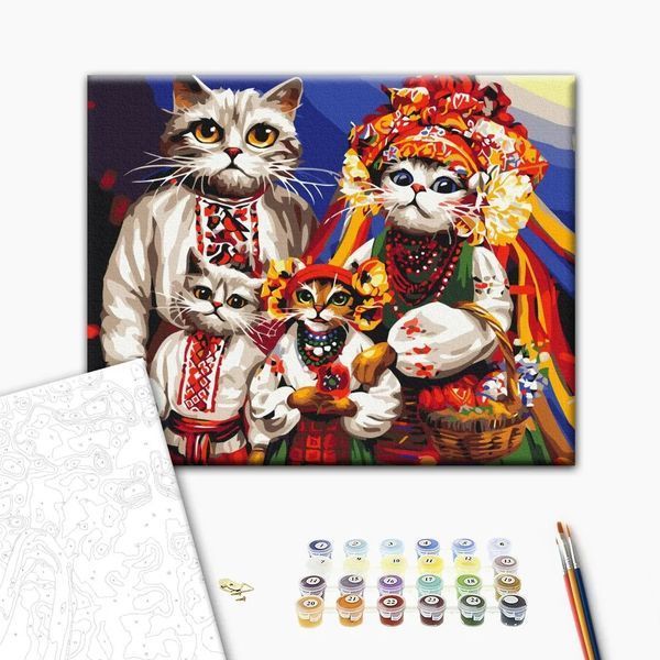Картина за номерами "Котяча сім'я &copy; Маріанна Пащук" BS53872 40&times;50 см 46437 фото