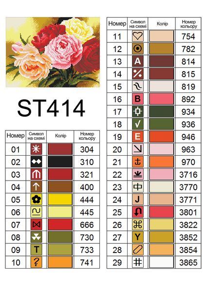 Алмазна мозаїка "Букет півоній" 30*40 см ST414 ST414 фото