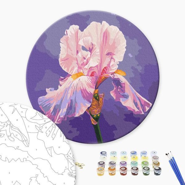 Картина за номерами "Рожевий ірис &copy; Anna Steshenko" RC00078M ⌀30 см 49739 фото