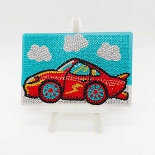 Алмазна мозаїка "Машинка Блискавка" 10*15 см на мольберті 55224 фото