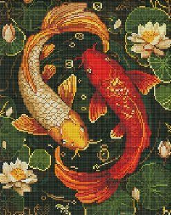 Алмазна мозаїка "Різнокольорові риби" 40*50 см 57992 фото