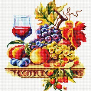 Алмазна мозаїка "Вино і фрукти" 30*30 см TT603 TT603 фото