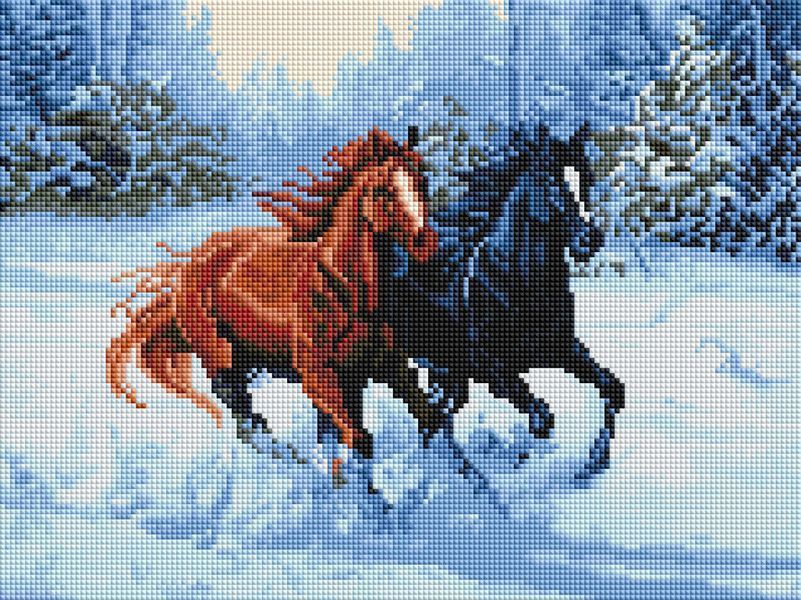 Алмазна мозаїка "Коні" 30*40 см ST413 ST413 фото