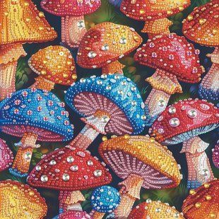 Алмазна мозаїка "Кольорові мухомори" 25*25 см 56319 фото
